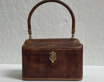 Vintage 1930's Italian Embossed Leather Box Purse