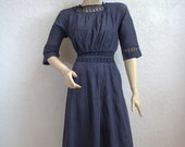 On Sale 1900 39 s Edwardian Dusty Blue Cotton Dress Gown Size 23 quot Waist