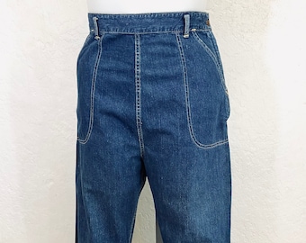 1940’s Rare “Crown" "Union Made” Side Zipper Women's Denim Jeans / Waist Size: 32"