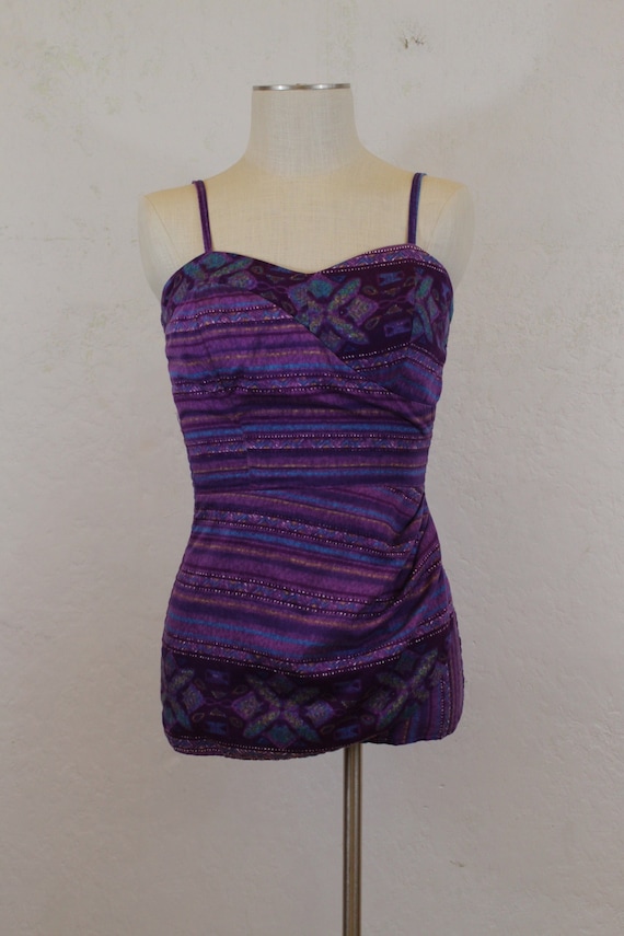 1950's "Nani of Hawaii" Swimsuit in Purple, Blue,… - image 1