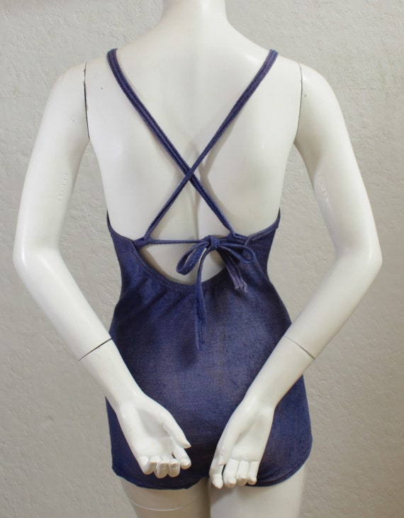 1930's Blue One Piece Bathing Suit With Patchwork… - image 6