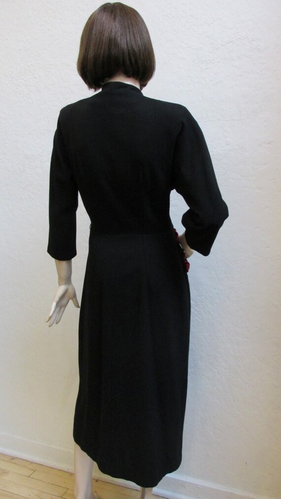 1940's "An Americana Fashion" Black Wool Dress Wi… - image 2