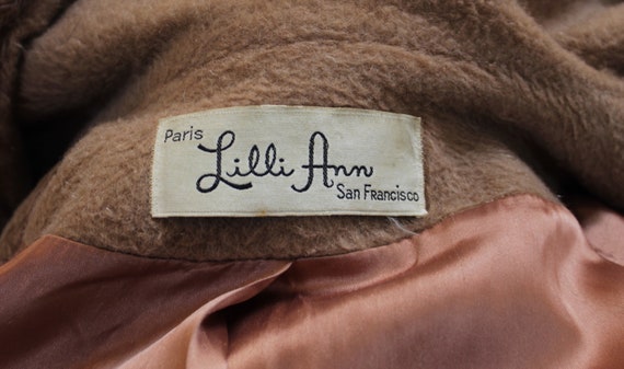 1960's "Lilli Ann" Light Brown Mohair Coat with M… - image 5