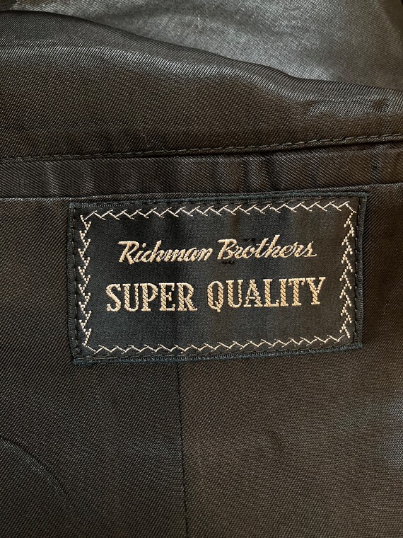 1960s "Richman Brothers" Men's 3 Piece Black Pinstri - Gem