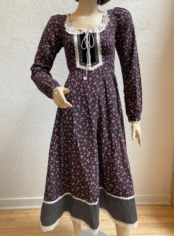 1970’s "Gunne Sax" Dress with Corset Bodice in a D