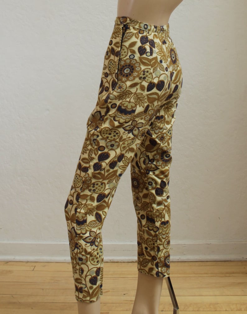 1950s Ivory Brocade Cigarette Pants