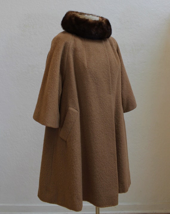 1960's "Lilli Ann" Light Brown Mohair Coat with M… - image 1