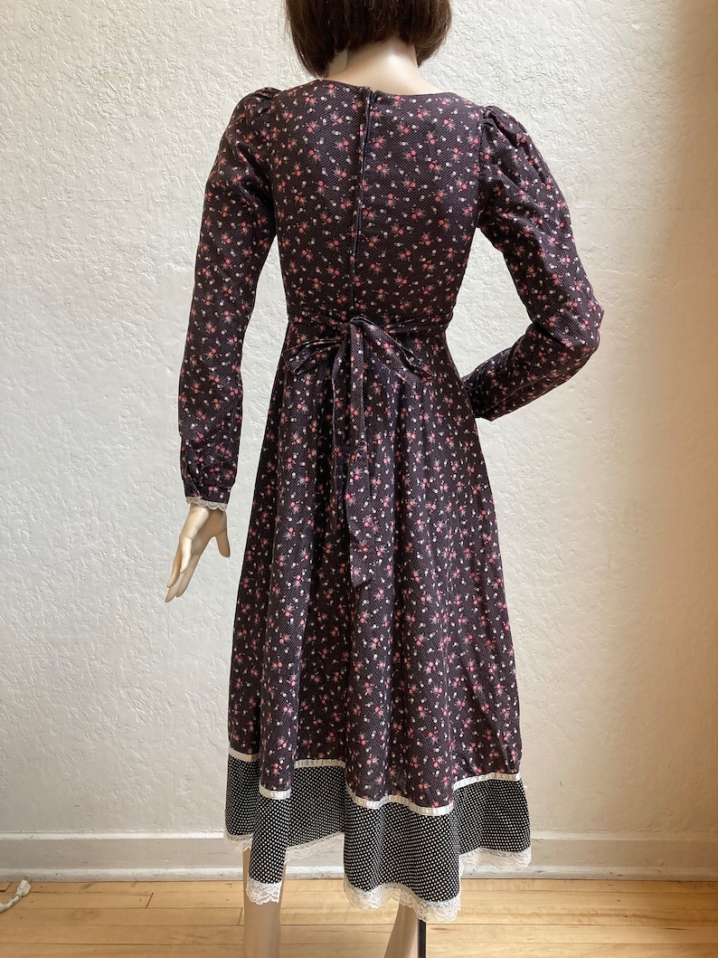 1970’s "gunne Sax" Dress With Corset Bodice in a Dark Purple Floral ...