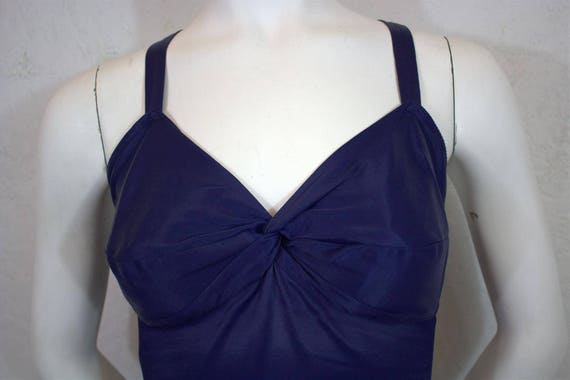 1950's "Catalina" Navy Blue One Piece Swimsuit / … - image 2