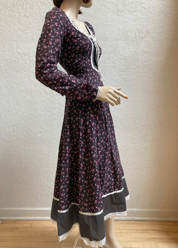 1970’s "Gunne Sax" Dress with Corset Bodice in a Dark… - Gem