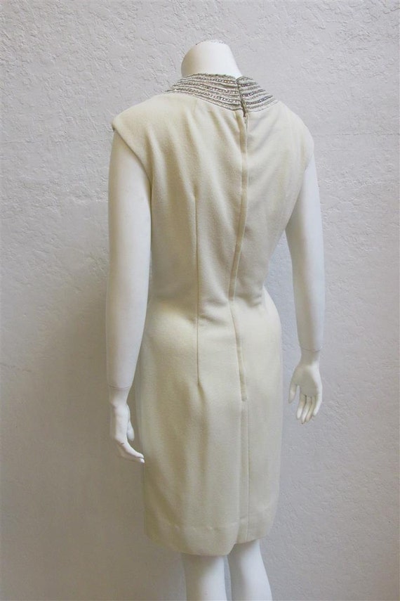 1960's "Sydney North" Sheath Dress in Ivory and T… - image 3
