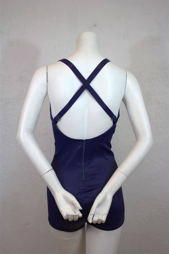 1950's "Catalina" Navy Blue One Piece Swimsuit / … - image 5