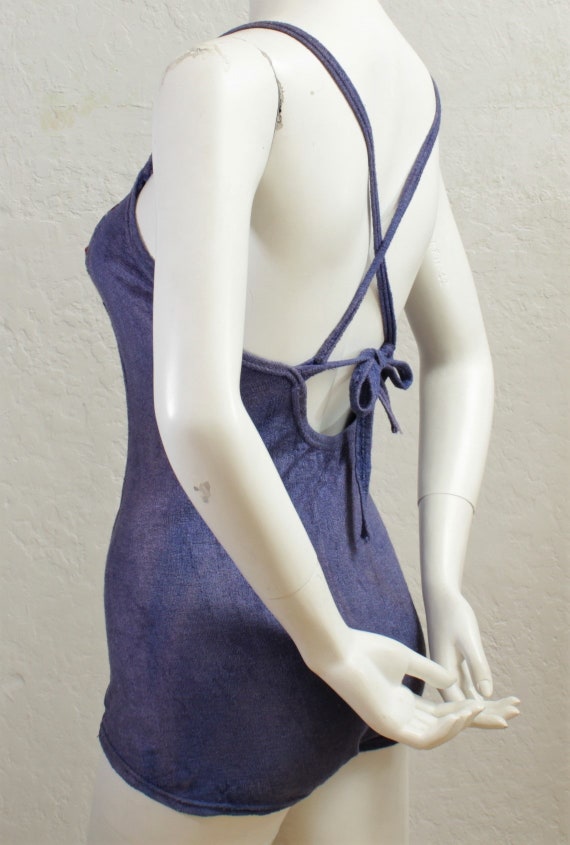 1930's Blue One Piece Bathing Suit With Patchwork… - image 7