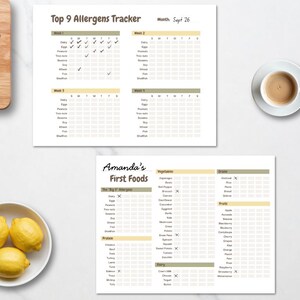 Paquete de seguimiento de alérgenos para bebés + lista de verificación de primeros alimentos / Imprimible para comenzar con sólidos / Los 9 alérgenos principales / Alimentación complementaria dirigida por el bebé / Abeja melífera