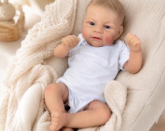 Reborn Baby Doll Elijah 17 Inch Soft Body Boy, Lifelike Newborn Doll Gift