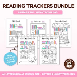 Pacchetto di tracker di lettura, tracker di lettura stampabile, tracker TBR, tracker di libri, inserto per diario di lettura, bullet journal stampabile, formato A4 A5 PDF