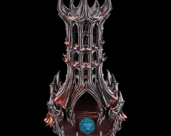 Torre de Dados Obsidian Citadel, Jogo de RPG de Mesa com Rolo de Dados, Acessório Impresso em 3D para Jogos de Fantasia - Presente Ideal