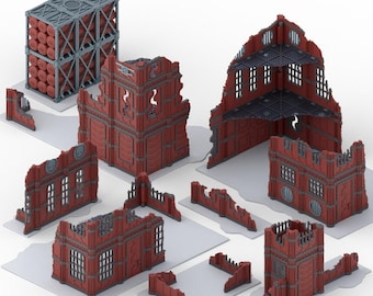 Conjunto Industrial | Terreno Dobrável para Jogos de Mesa | Cenário Sombrio para Jogos de Guerra | Terreno Impresso em 3D para Jogos de Guerra