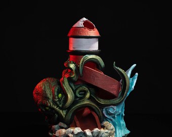 Torre de Dados Kraken | Rolador de Dados de Mesa Fantasia | Acessório de Jogo Impresso em 3D | Torre de Dados para Masmorras | Presente para RPG