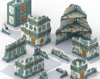 Conjunto de Anões Espaciais | Terreno de Mesa Dobrável | Cenário Sombrio para Jogos de Guerra | Terreno para Jogos de Guerra Impresso em 3D
