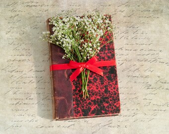 Vintage Book Photography Nostalgic Fine Art Print, Distressed Red Book, Home Decor, Nostalgic Wall Art, Book Lover and Writers Gift