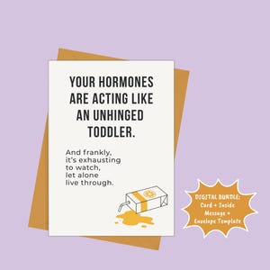 Perimenopause & Menopause Card, Hormone Rage Mood Swing Joke, Women's Health Support (Digital Download)