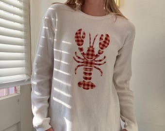 Tejido de punto tipo gofre con estampado de langosta