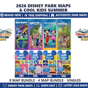 Mappe dei parchi Disney per l'estate 2026 dedicate ai bambini – Tutti e 4 i parchi – Guida di Walt Disney World – Magic Kingdom, EPCOT, Hollywood Studios, Animal Kingdom