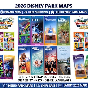 2026 Disney Park Maps – Walt Disney World Guidemaps – Magic Kingdom EPCOT Hollywood Studios Animal Kingdom Disney Springs Water Parks Kids