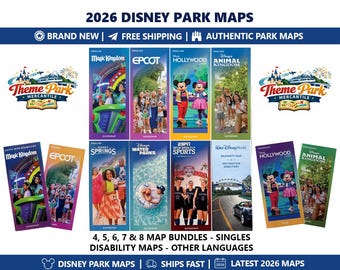 2026 Disney Park Maps – Walt Disney World Guidemaps – Magic Kingdom EPCOT Hollywood Studios Animal Kingdom Disney Springs Water Parks ESPN