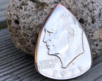 Coin Guitar Pick, The Original® Random 1971-1978 Eisenhower "Silver" Dollar