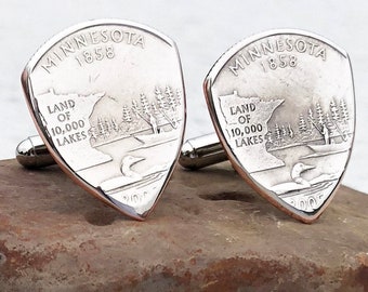 Coin Guitar Picks, The Original® US State Quarter Cufflinks (You Choose the State)