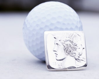 Coin Guitar Picks, The Original® US 1922 Peace Dollar 90% Silver Golf Ball Marker (Random Year)