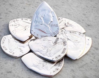 Coin Guitar Picks, The Original® Benjamin Franklin Silver Half Dollar 90% Silver (Random Year)