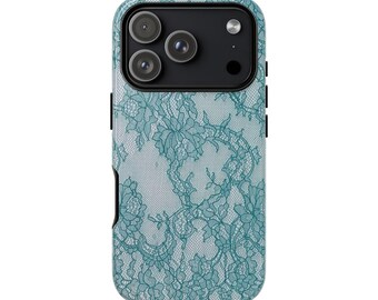 Teal Lace Pattern Phone Case | Tough Case