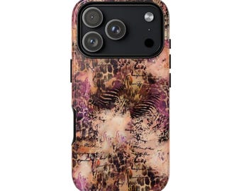 ヴィンテージ風水彩画風ヒョウ柄スマホケース | 丈夫なケース