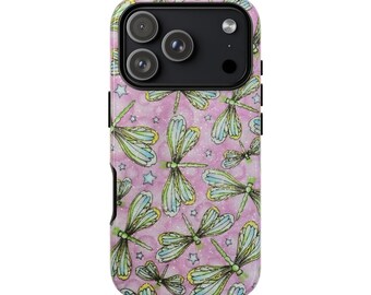 Aqua Dragonflies Pattern phone case | Tough Case