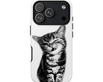 Winking Tabby Cat Tough Cases | Cat Phone Case, Black and White Kitten