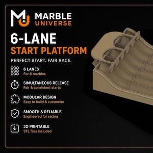 Startplatform voor de knikkerbaan met 6 banen
