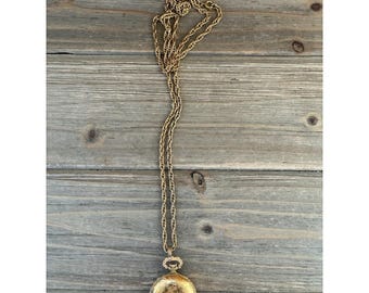 VTG Swiss Made Sears Pendant Watch Gold Winding 1960's 1970's Fixable