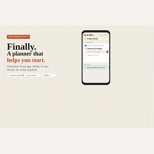 ADHD Daglig Planner-app — Interaktivt fokusverktyg | Pomodoro-timer, hjärndump, vanespårare | Neurodivergent produktivitet | Digital nedladdning