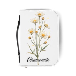 Bibelumschlag mit Kamillenblütenillustration | Bibelhülle mit Gänseblümchenstrauß