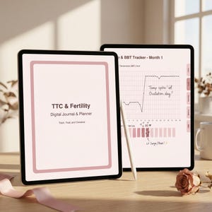 Digital TTC Planner & Fertility Journal for GoodNotes, BBT Ovulation Tracker, Pregnancy Prep TWW Log, Printable Diary, iPad Planner