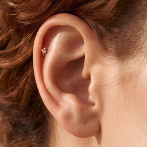 Ohrstecker mit Blattzweig-Motiv und Zirkonia-Verschluss, 925er Sterlingsilber, zartes, minimalistisches Naturschmuck-Geschenk für Sie