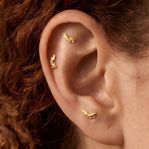 925 Sterling Silver Gold Plated Koi Fish Dangle Stud · Flat Back  Cartilage Piercing · Tiny Animal Earring · Lucky Feng Shui Women Gift
