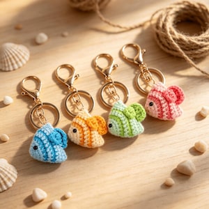 Crochet Fish Keychain, Handmade Mini Fish Bag Charm，Give her a birthday gift