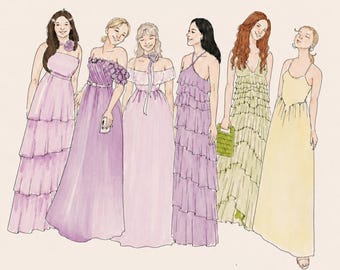 Individuelle Porträtillustration mit Aquarell oder Filzstift | Personalisiertes Geschenk | Hochzeit | Erinnerungsstück zum Geburtstag
