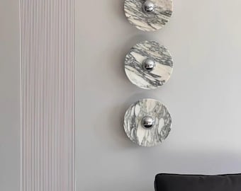 Marble Disc Wall Sconce | Natural Stone LED Light, Modern Halo Lamp