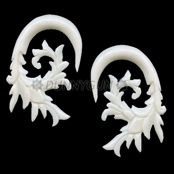 10G Bone Nebula Gauged Plugs Organic Hand Carved Body Piercing Jewelry Earrings 10 Gauge