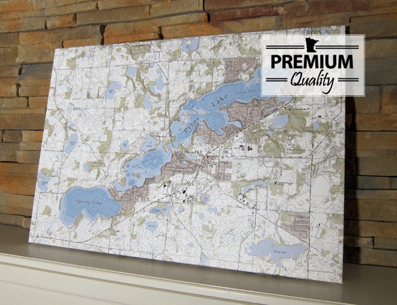 Prior Lake Canvas Lake Map premium Quality Etsy